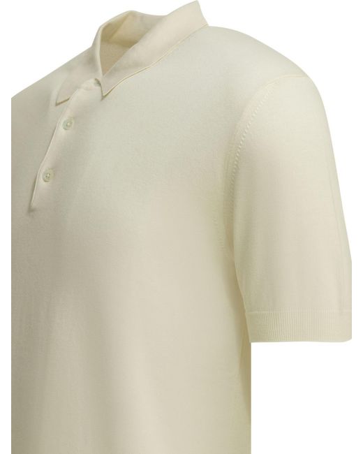 Baracuta White Fine Knit Polo Shirt for men