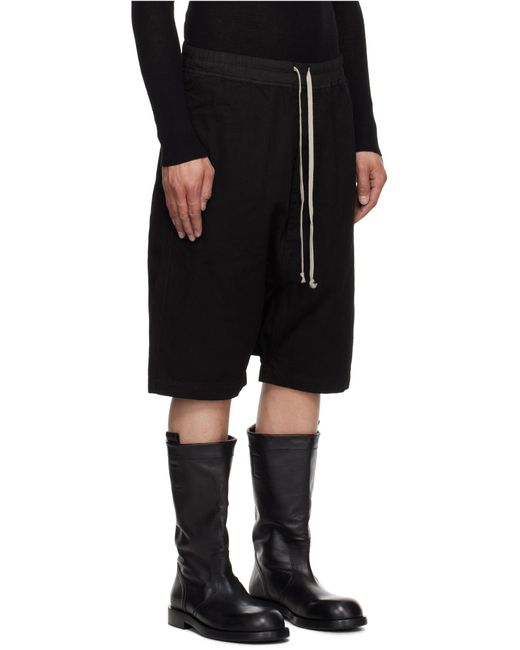 Rick Owens Black Elasticated Waistband Pods Shorts for men
