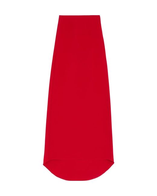 Valentino Red Side-Slit Midi Skirt