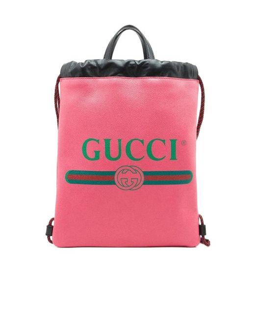 Gucci Pink Logo Drawstring Shoulder Bag