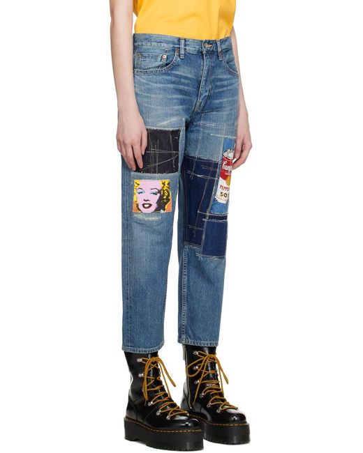 Junya Watanabe Blue Patchwork Jeans for men