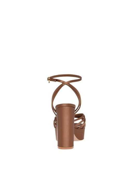 Gianvito Rossi Brown Strappy Open Toe Block-Heel Sandals