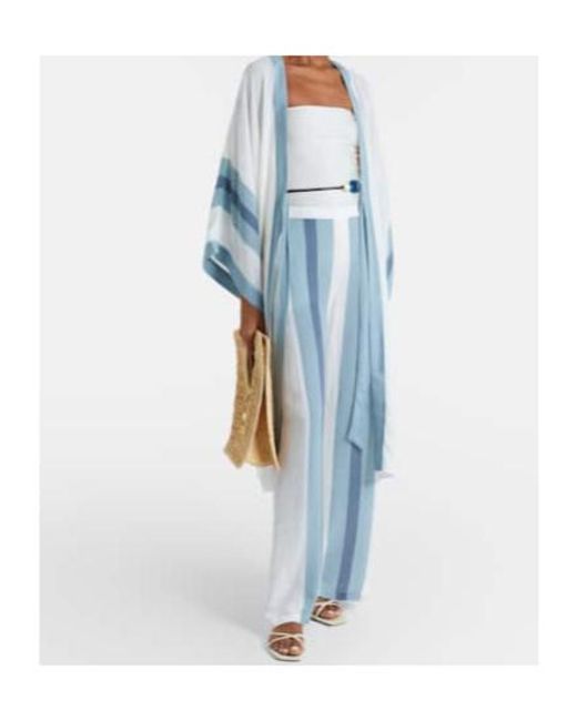 Adriana Degreas Blue Bold Stripes Kaftan