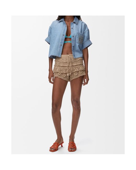 Loewe Blue Paulas Ibiza Cropped Logo-Pocket Top