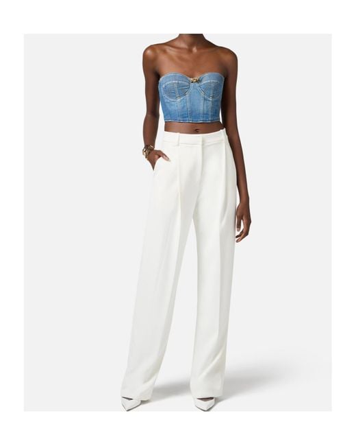Elisabetta Franchi Blue Denim Bustier