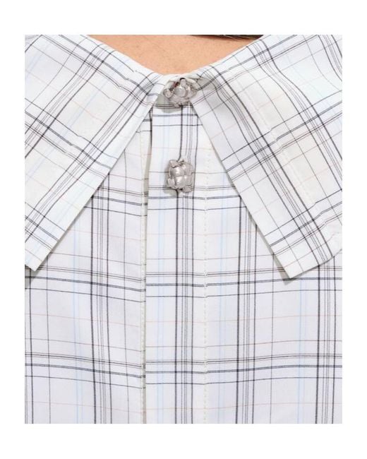 Bottega Veneta White Soft Wool Check Top