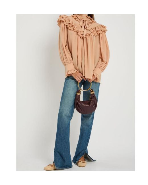 Chloé Pink Ruffled Silk-Chiffon Blouse