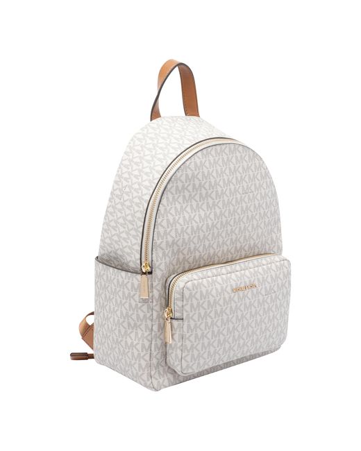 Michael Kors White Michael Tanner Medium Signature Logo Backpack