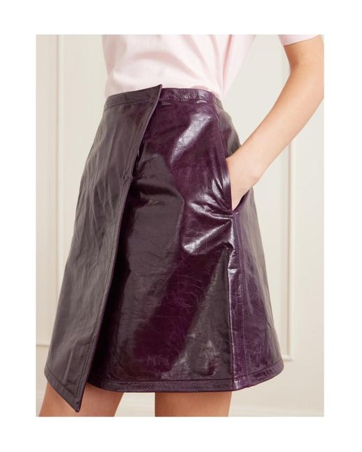 Co. Purple Leather Mini Wrap Skirt