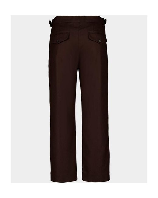 Bode Brown Side-Button Wool Casual Pants for men