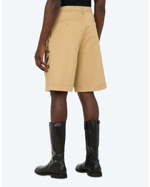 Moschino Natural Painterly-Print Cotton Shorts for men