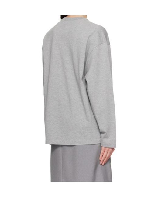 Jil Sander Gray Long Sleeve Crew Neck Boxy Fit T-Shirt