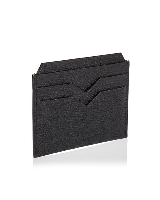 Valextra Black V-Shaped Lacquered Edge Cardholder