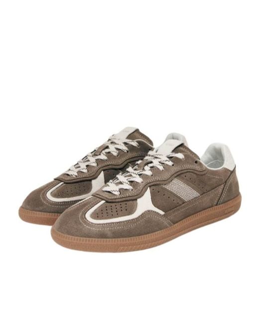 Alohas Brown Topstitched Low-Top Sneakers