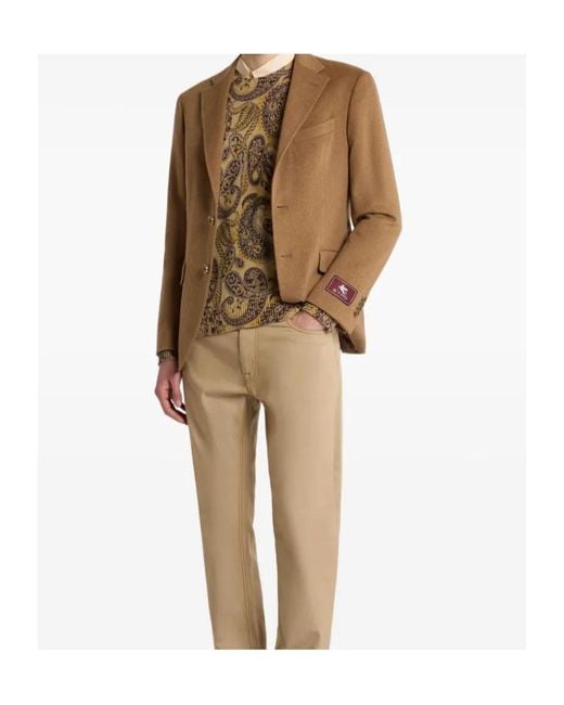 Etro Brown Paisley-Print Wool Sweater for men