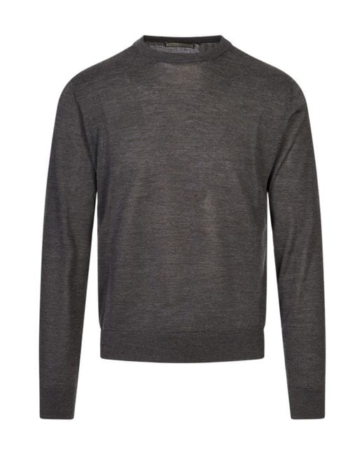 Canali Gray Long-Sleeved Pullover for men