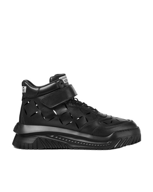 Versace Black High-Top Leather Trainers for men