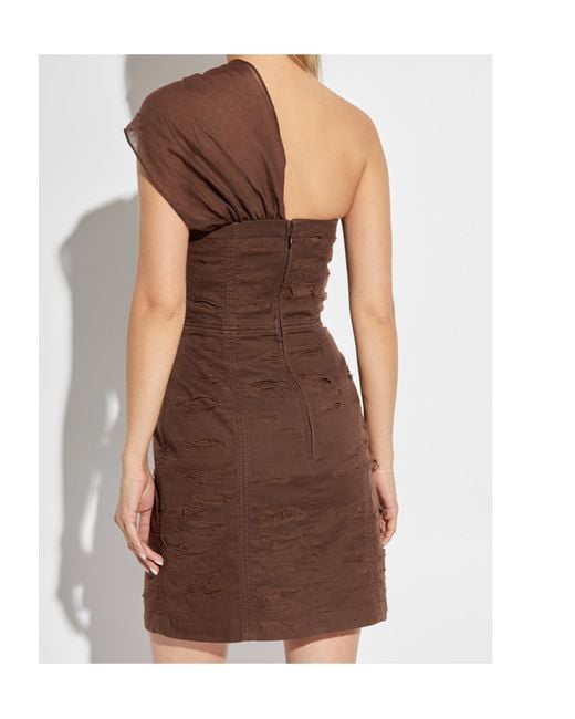 DSquared² Brown Corset Off-Shoulder Mini Dress