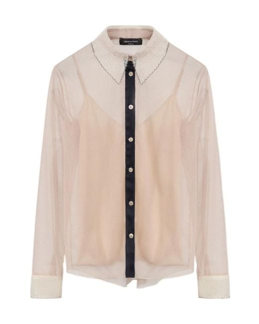 Fabiana Filippi Natural Sheer Lace-Collar Blouse