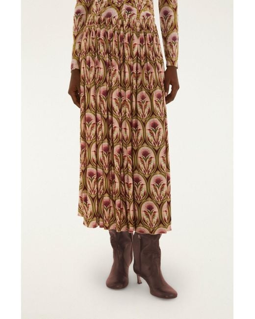 Farm Rio Natural Pleated Midi Skirt