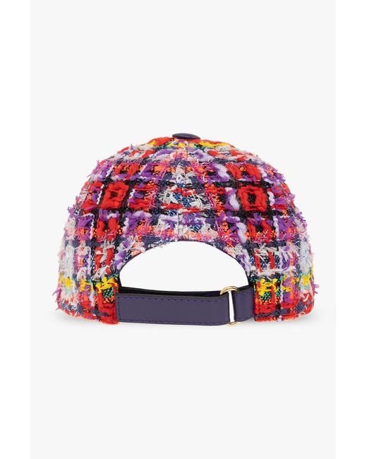 Gucci Red Checked Tweed Baseball Cap