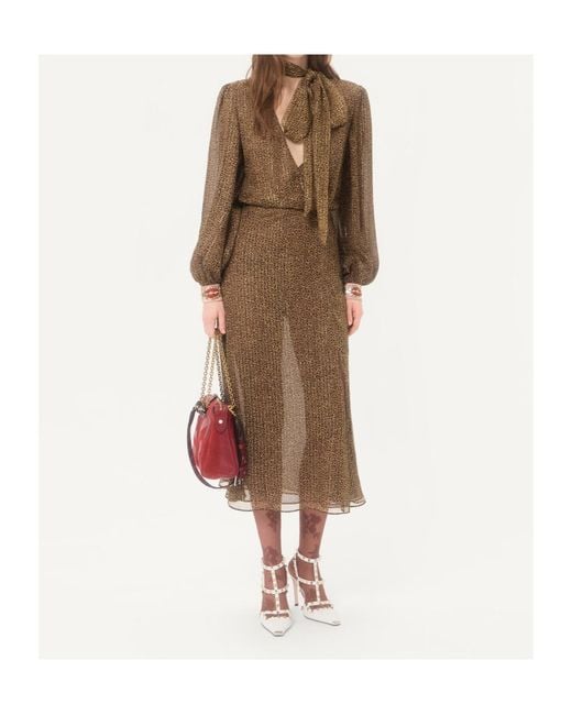 Valentino Brown Fauve Éclat Printed Midi Dress