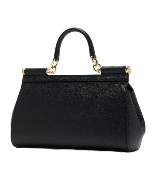 Dolce & Gabbana Black Logo Plaque Medium Sicily Handbag