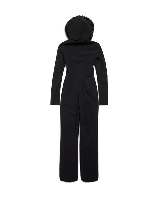 Balenciaga Black Ski Fitted Hooded Jumpsuit