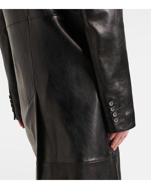 Magda Butrym Black Double-Breasted Leather Coat