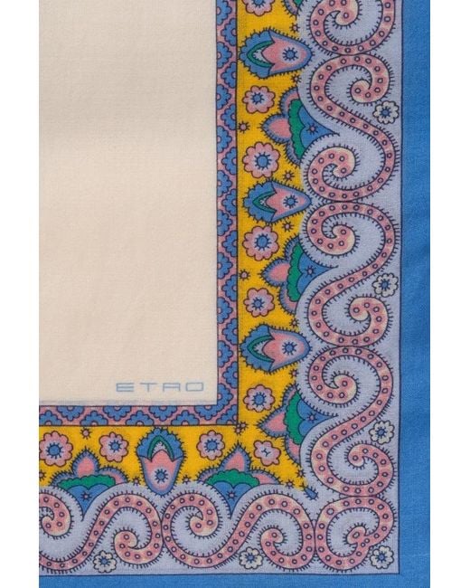 Etro Blue Floral Patterned Scarf