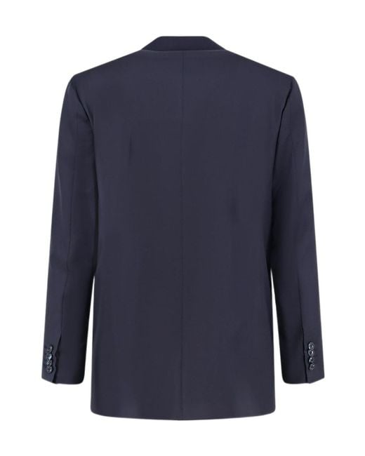 Kiton Blue Double-Breasted Peak-Lapel Suit for men