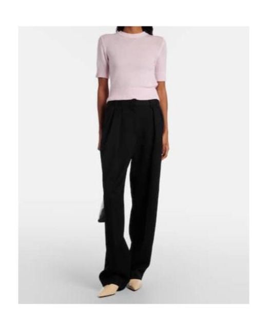 Jil Sander Black Wool Wide-Leg Pants
