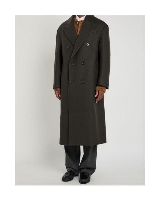 AMI Black Double-Breasted Wool Coat for men