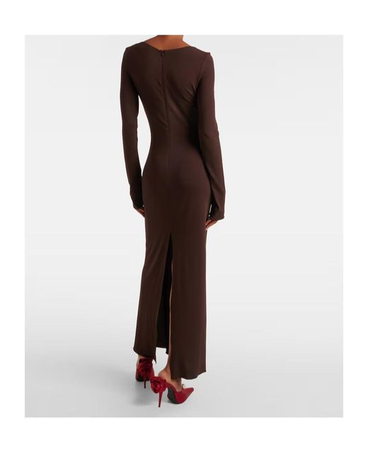 Magda Butrym Brown Floral-Applique Jersey Maxi Dress