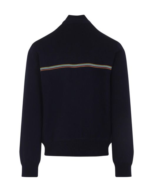 Paul Smith Blue Knitted Bomber Jacket for men