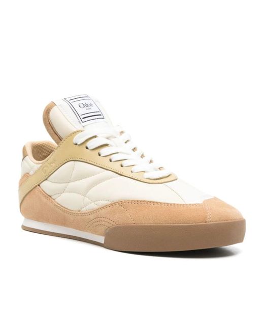 Chloé Natural Quilted-Panel Sneakers