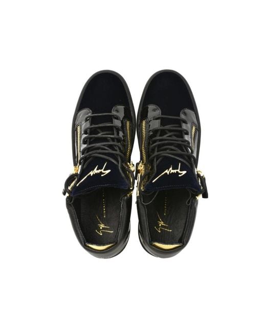 Giuseppe Zanotti Black Splicing Platform Sole Casual Sneakers for men
