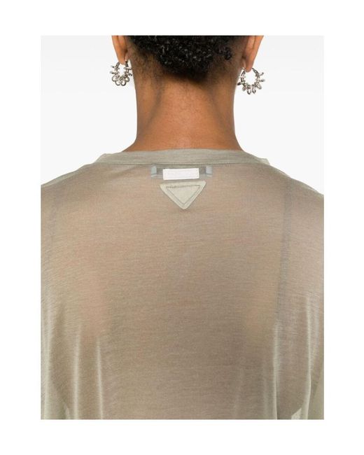 Prada White Long-Sleeved Crewneck T-Shirt
