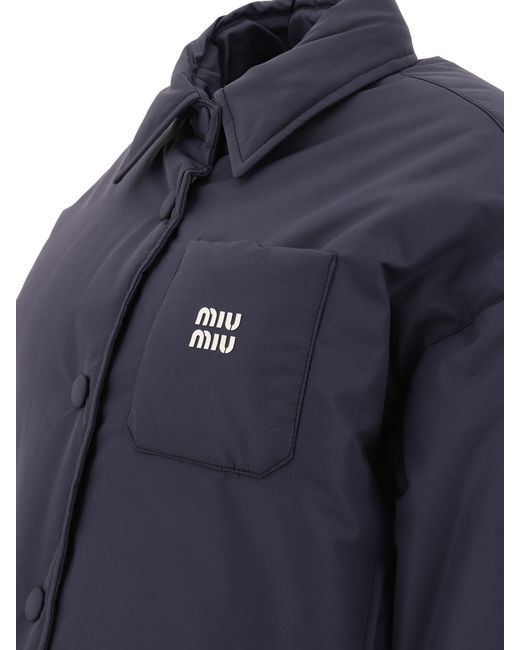 Miu Miu Blue Cropped Puffer Jacket
