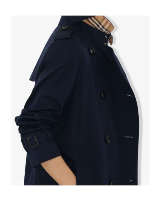Burberry Blue Mid-Length Kensington Heritage Trench Coat