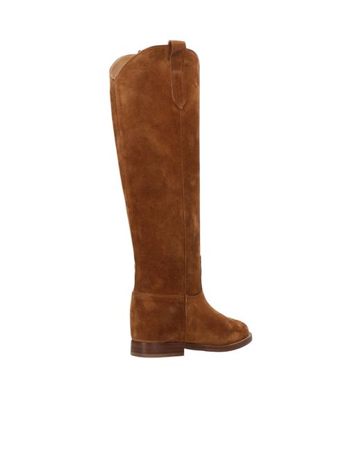 Via Roma 15 Brown Round-Toe Boots