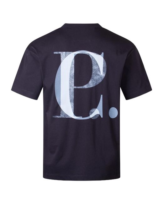 C P Company Blue Logo Crew Neck T-Shirt for men