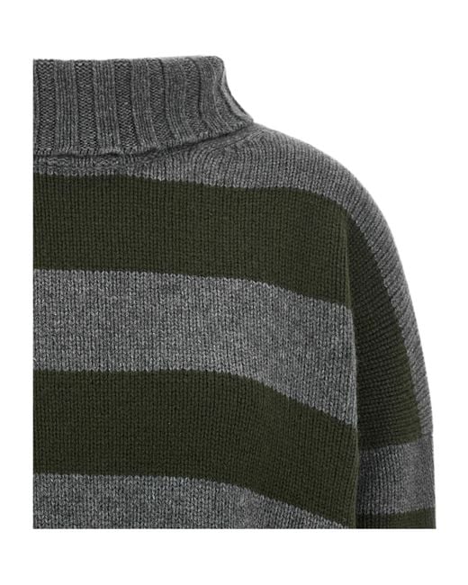 Be You Green Oversized Striped Knitted Sweater