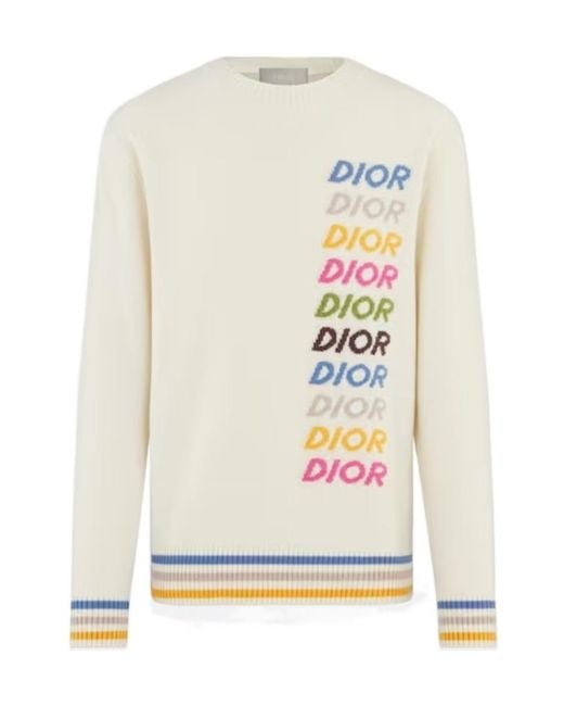 Dior White Homme Crewneck Long-Sleeved Jumper for men