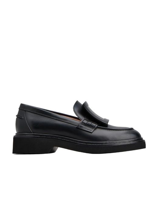 Roger Vivier Black Viv' Rangers Metal Buckle Loafers