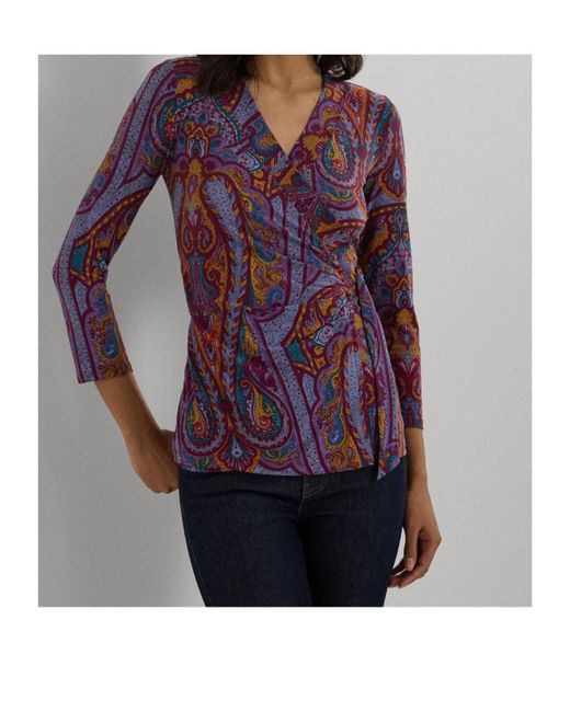 Ralph Lauren Blue Jainab Wrap Top