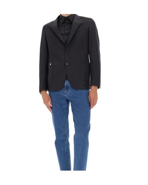Zegna Blue Long Sleeve Single-Breasted Jacket for men