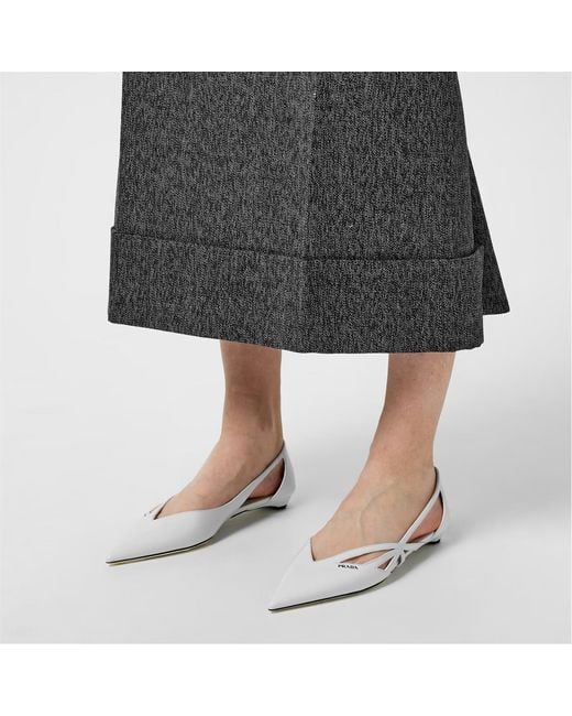 Prada White Openwork Ballet Flats