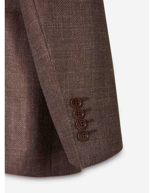 Canali Brown American Straight Single-Breasted Blazer for men