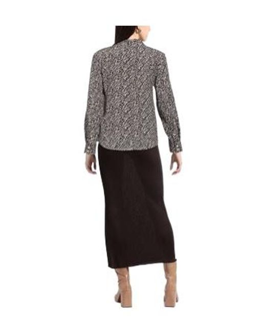 Isabel Marant Gray Two-Tone Stand Collar Long Sleeve Blouse